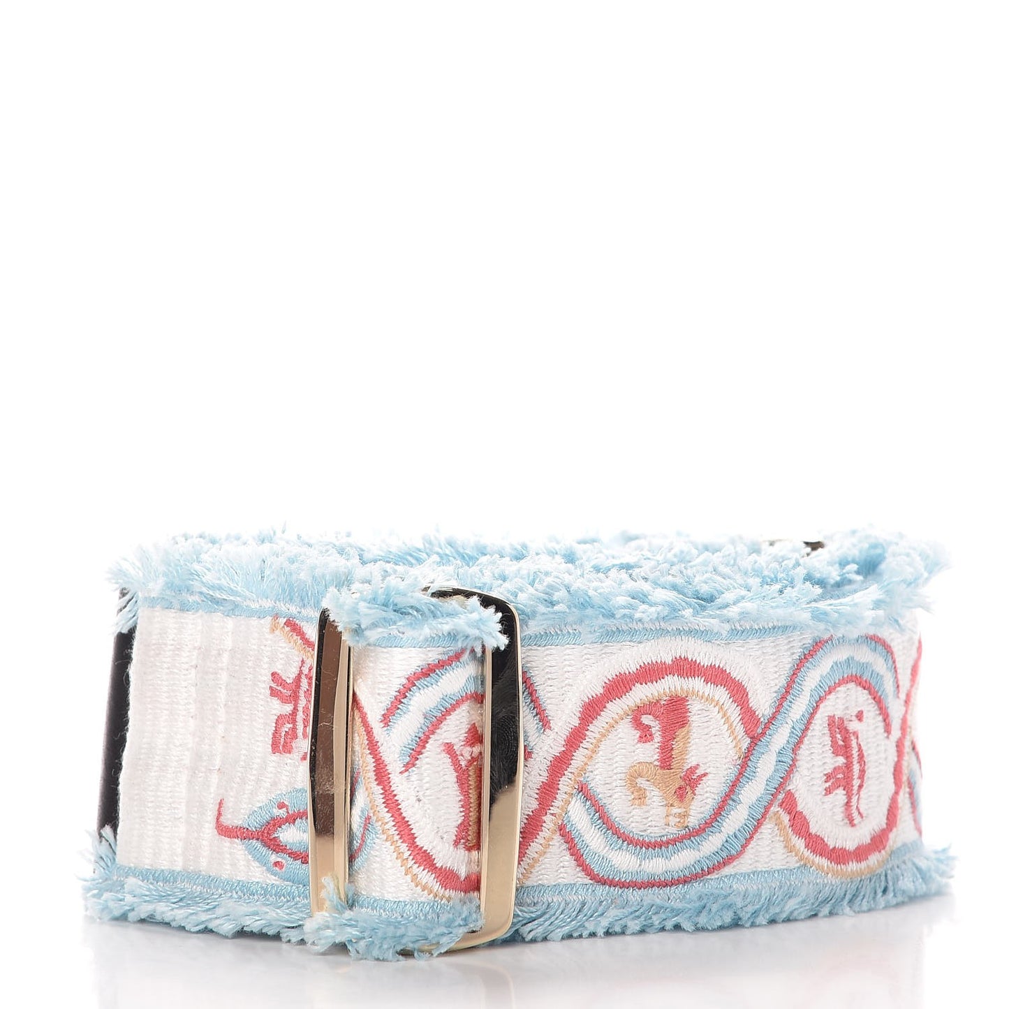 Canvas Animal Embroidered Rockstud Guitar Strap Light Blue