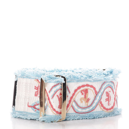 Valentino Garavani Canvas Animal Embroidered Rockstud Guitar Strap Light Blue 2 of 3