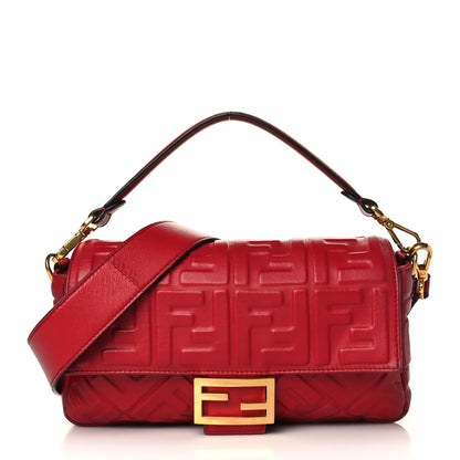 Fendi Nappa FF 1974 Embossed Baguette Fragola 1 of 9
