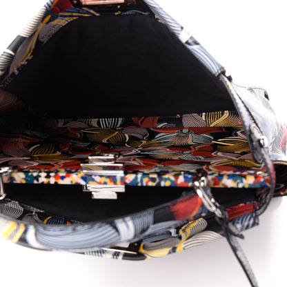 Fendi Calfskin Orchid Large Peekaboo Iconic Satchel Black Multicolor 5 of 10