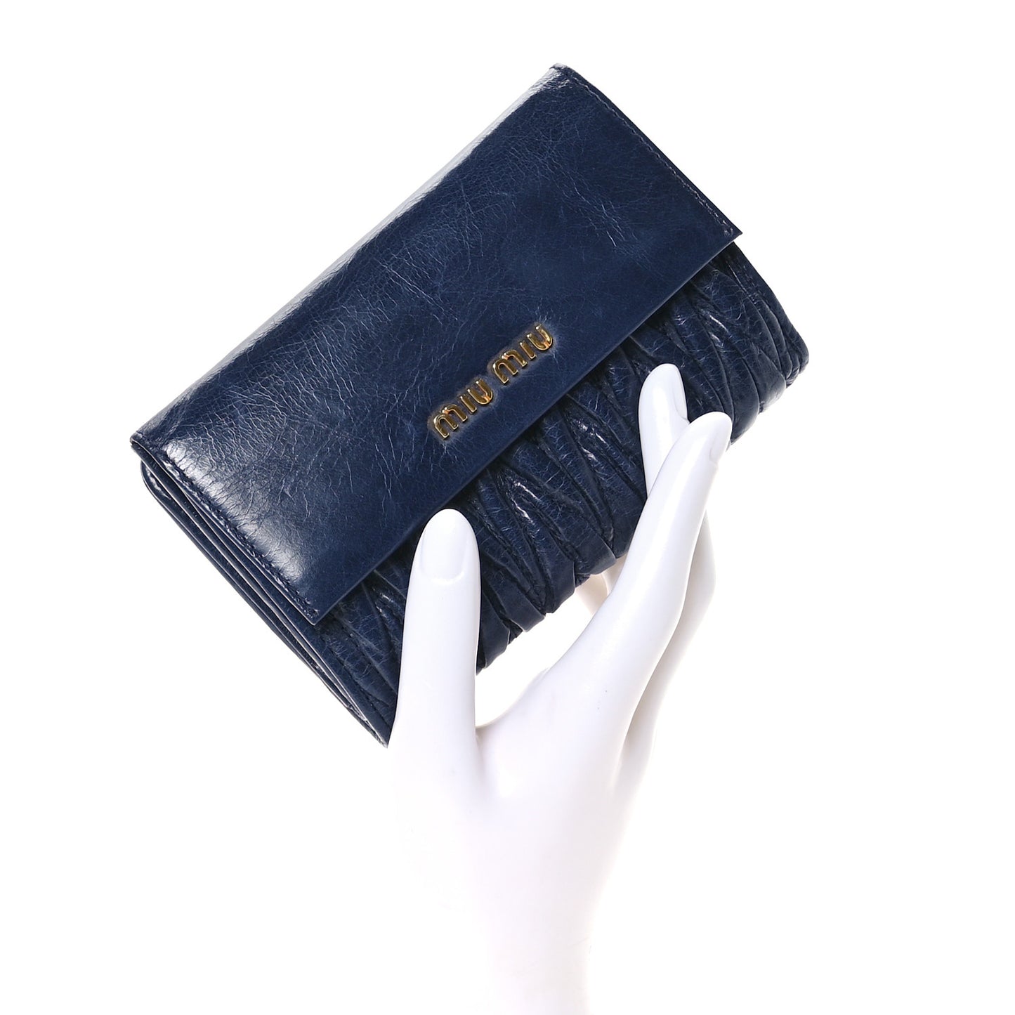Vitello Lux Matelasse Lux Bi-Fold Compact Wallet Bluette