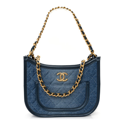 Chanel Washed Denim Quilted Hobo Blue 1 of 11