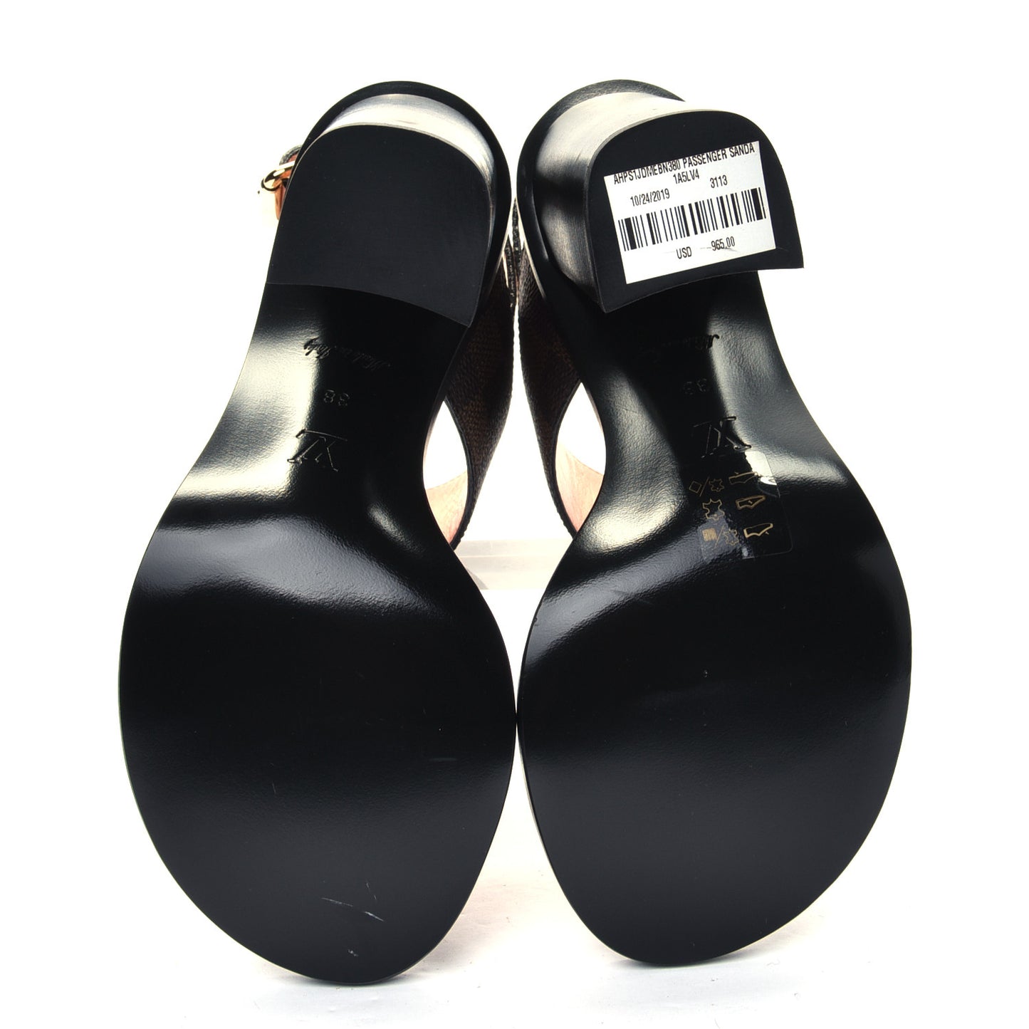 Calfskin Damier Ebene Passenger Heeled Sandals 38