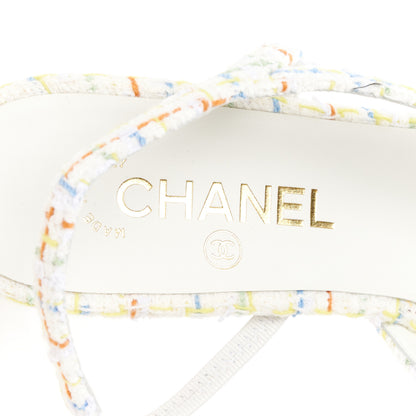 Chanel Tweed Grosgrain Cap Toe CC Slingback Pumps 40.5 White Multicolor 7 of 10