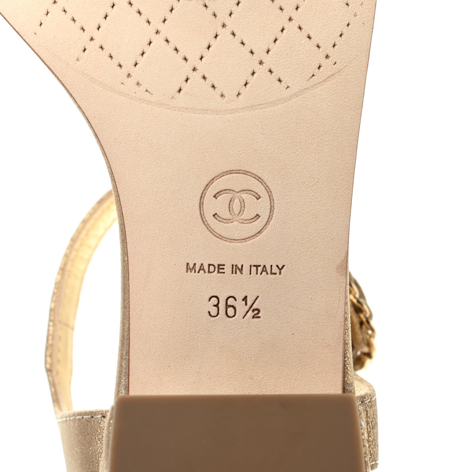 Chanel Metallic Lambskin Chain CC Logo Thong Sandals 36.5 Gold 7 of 7