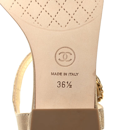 Chanel Metallic Lambskin Chain CC Logo Thong Sandals 36.5 Gold 7 of 7