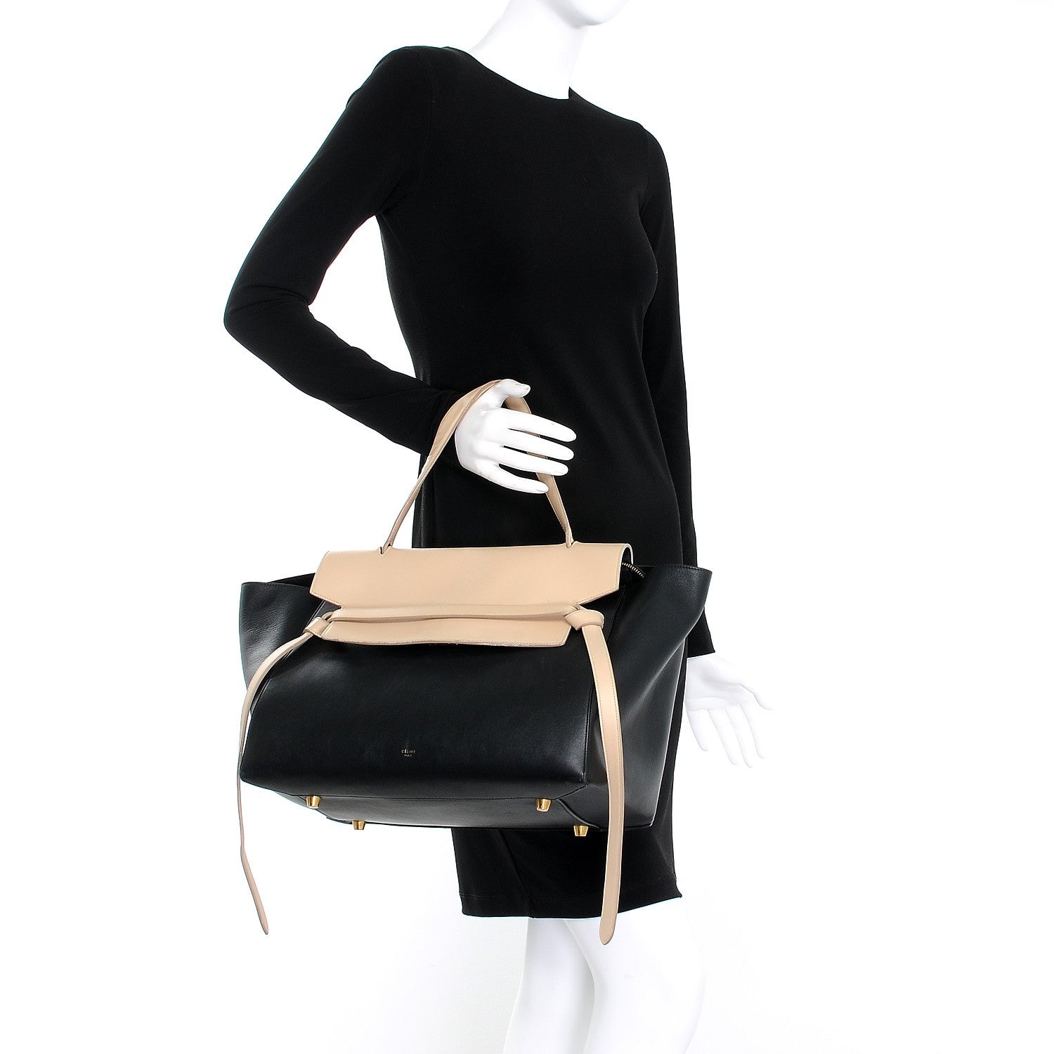 Celine Smooth Calfskin Large Bi-Color Belt Bag Black 2 of 13