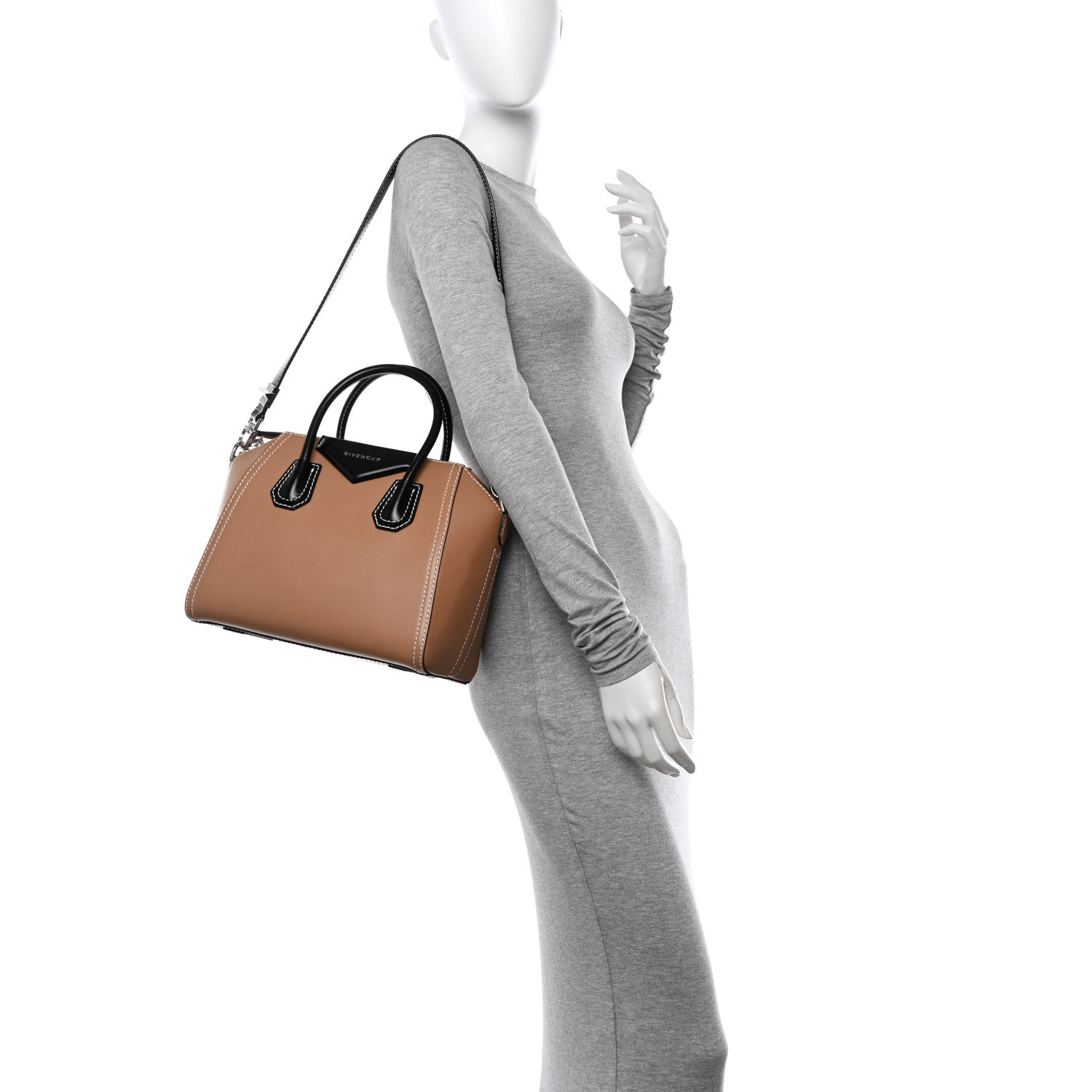 Givenchy Calfskin Small Topstitch Bi-Color Antigona Beige Black 2 of 12