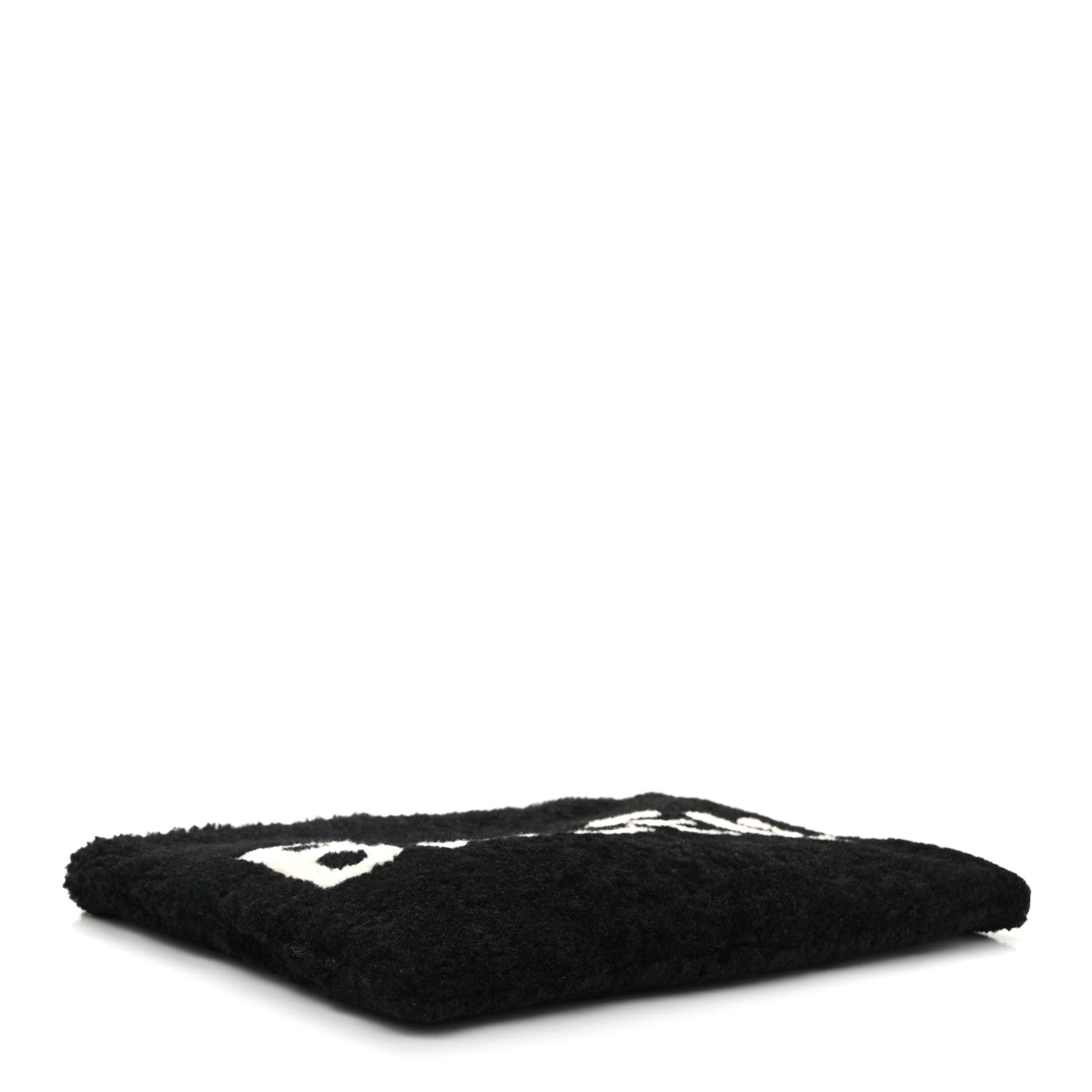 Balenciaga Sheepskin Shearling Contrasted Logo Large Zip Pouch Black 4 of 10