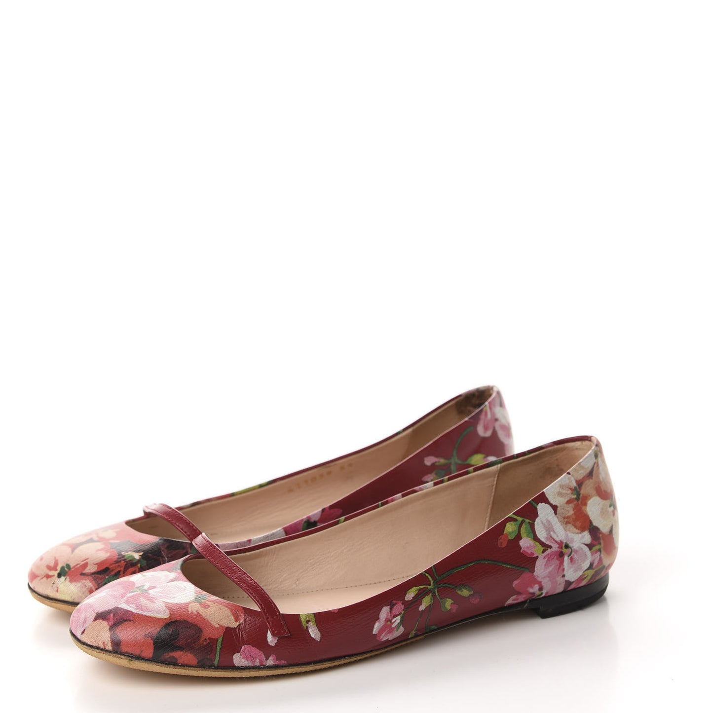 Calfskin Blooms Print Ballet Flats 35 Romantic Cherry Multicolor