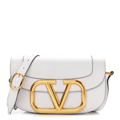 Valentino Garavani Smooth Calfskin Supervee Shoulder Bag Optic White 1 of 12