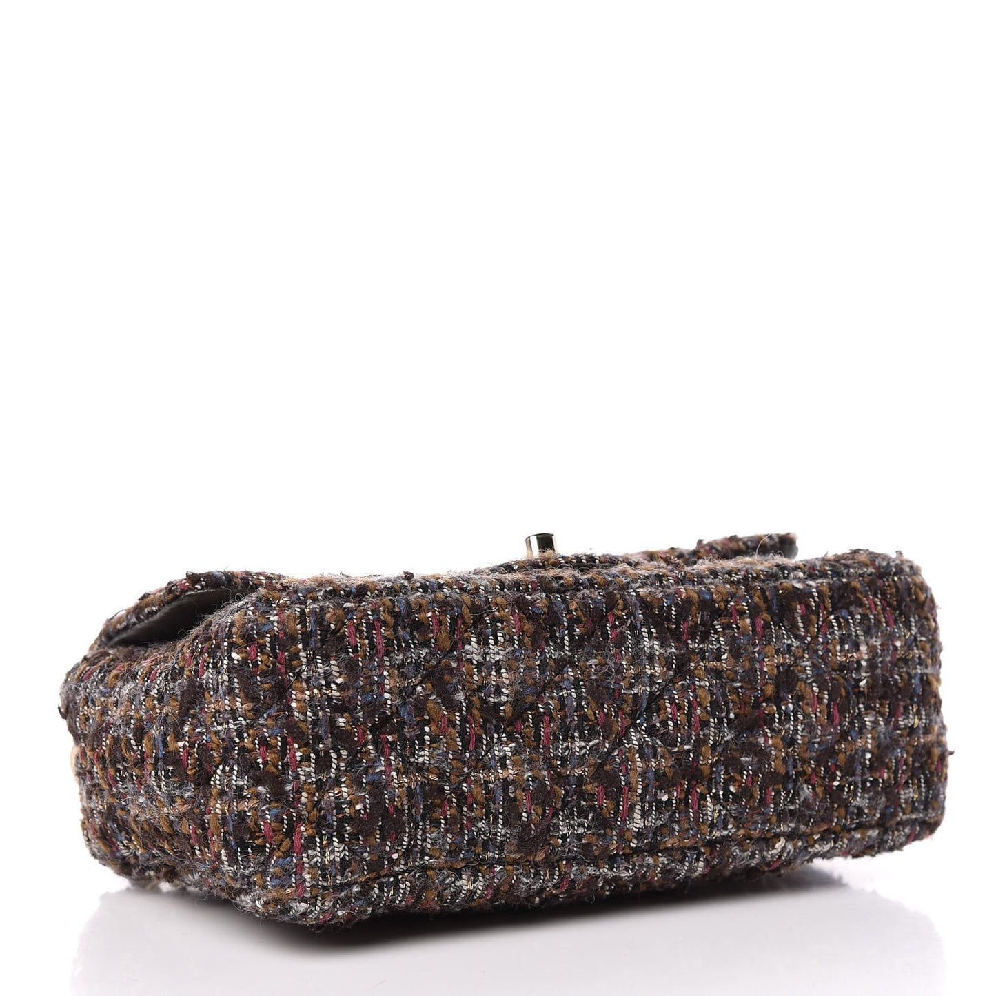 Tweed Quilted Mini Rectangular Flap Beige