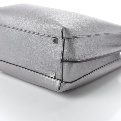 MCM Metallic Grained Calfskin Medium Milla Hobo Silver 7 of 8