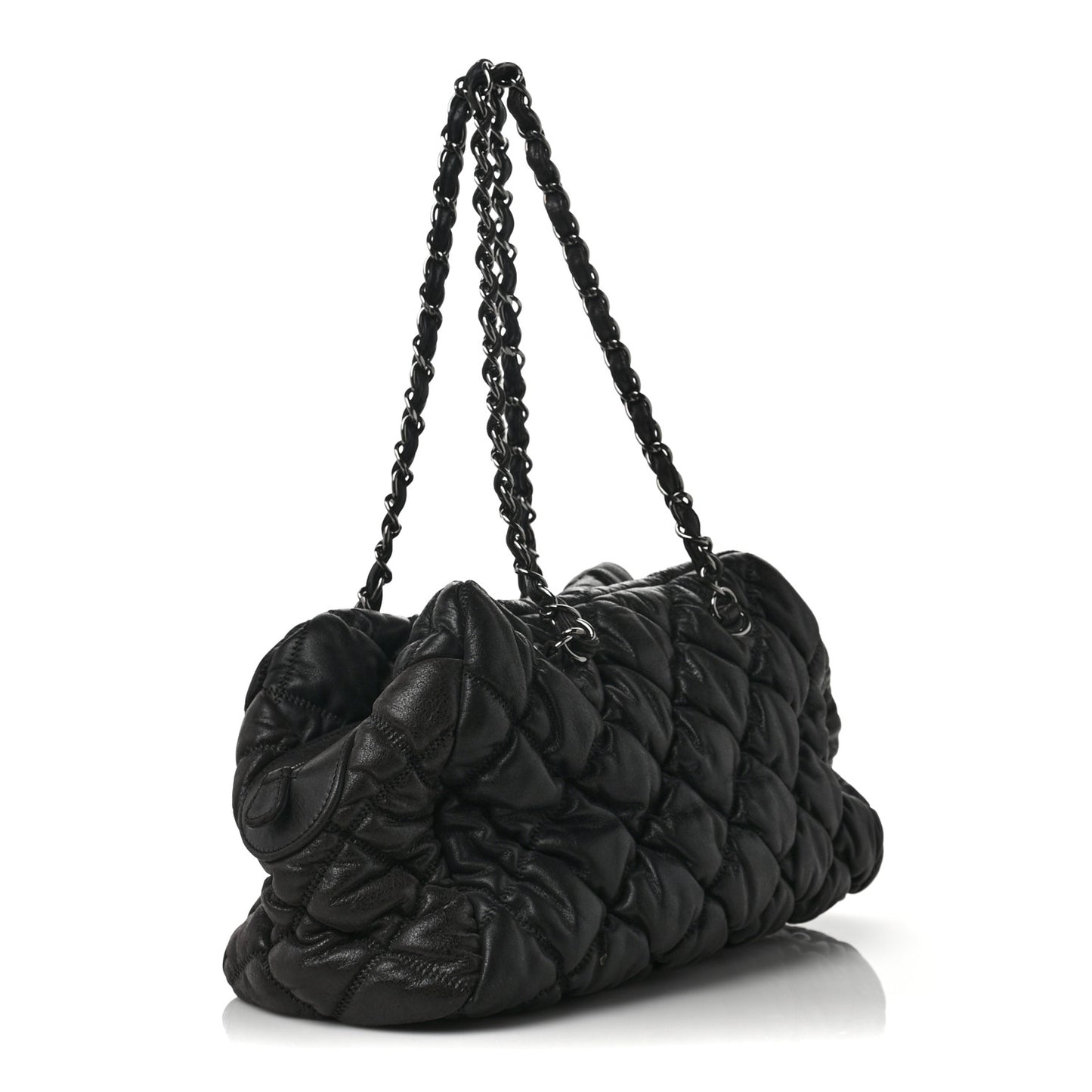 Calfskin Bubble Quilt Bowler Black