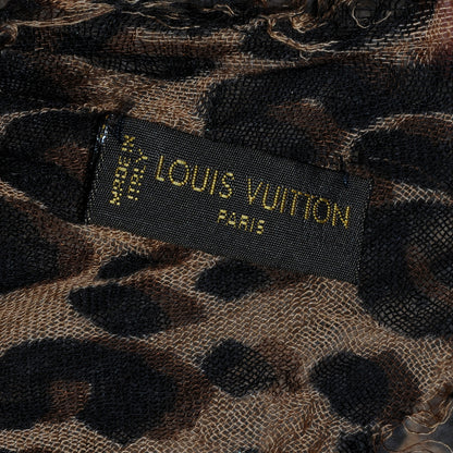 Louis Vuitton Cashmere Silk Leopard Stole Brown 6 of 7