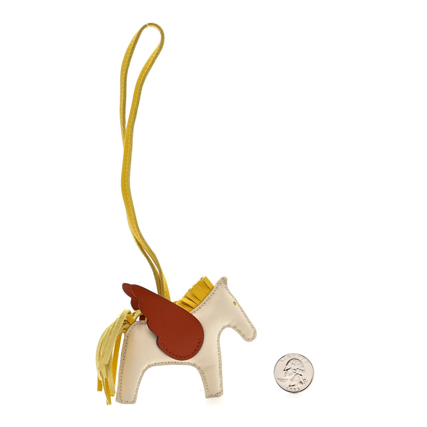 Hermes Milo Lambskin Grigri Rodeo Pegase Horse Bag Charm PM Craie