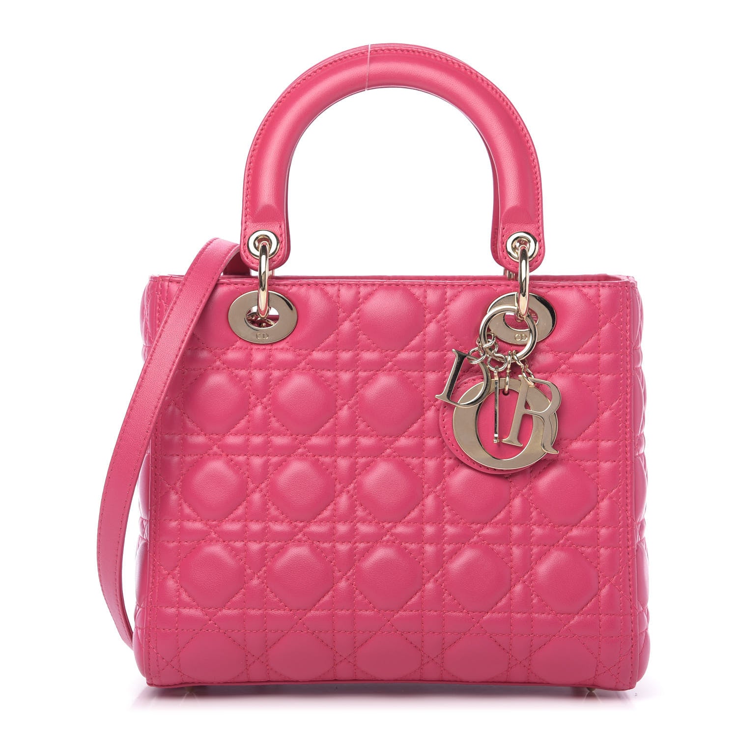 Christian Dior Lambskin Cannage Medium Lady Dior Pink 1 of 11