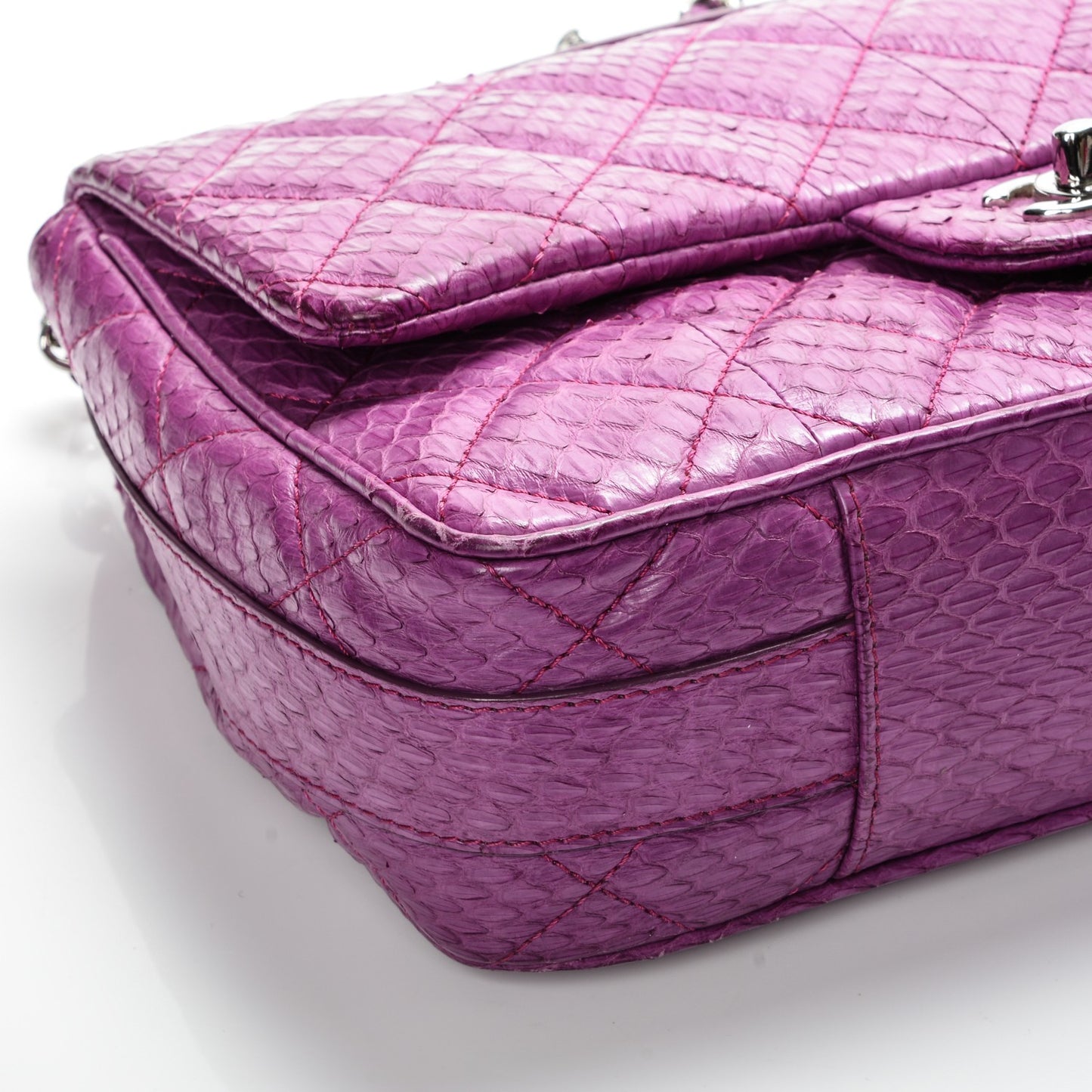 Elaphe Snakeskin Quilted Medium Easy Carry Flap Purple