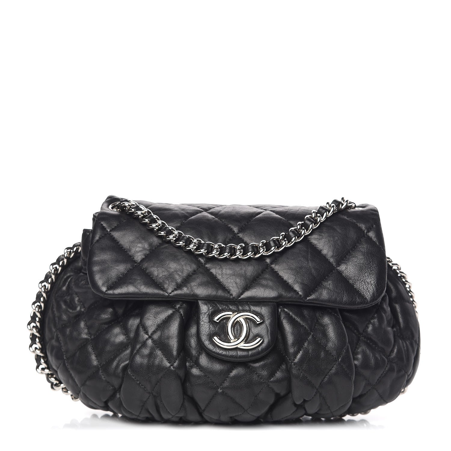 Chanel Washed Lambskin Quilted Medium Chain Around Messenger Black 1 of 11