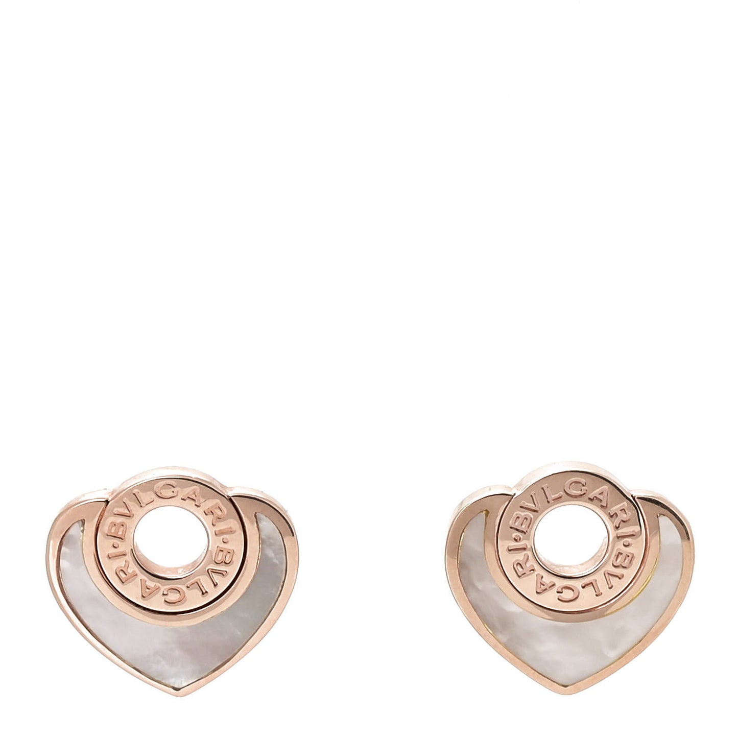 18K Rose Gold Mother of Pearl BVLGARI BVLGARI Cuore Stud Earrings