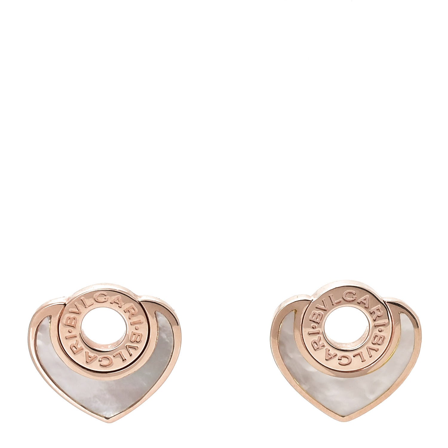 Bulgari 18K Rose Gold Mother of Pearl BVLGARI BVLGARI Cuore Stud Earrings 1 of 7
