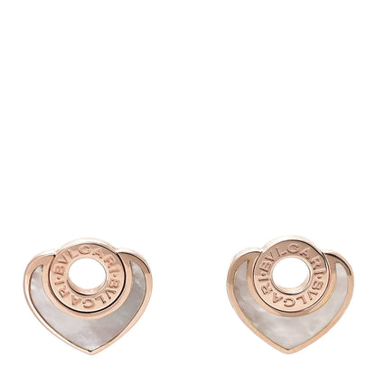 Bulgari 18K Rose Gold Mother of Pearl BVLGARI BVLGARI Cuore Stud Earrings 1 of 7
