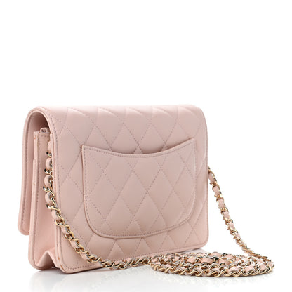 Chanel Lambskin Quilted Wallet On Chain WOC Light Pink 3 of 12