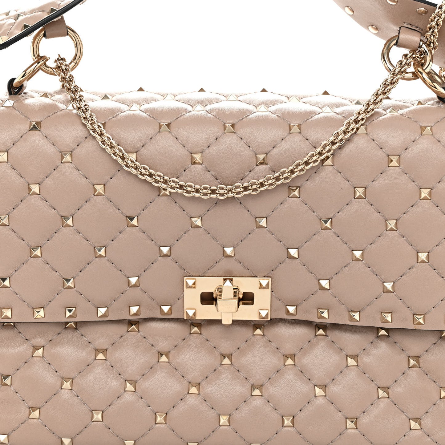Nappa Large Rockstud Spike Shoulder Bag Poudre