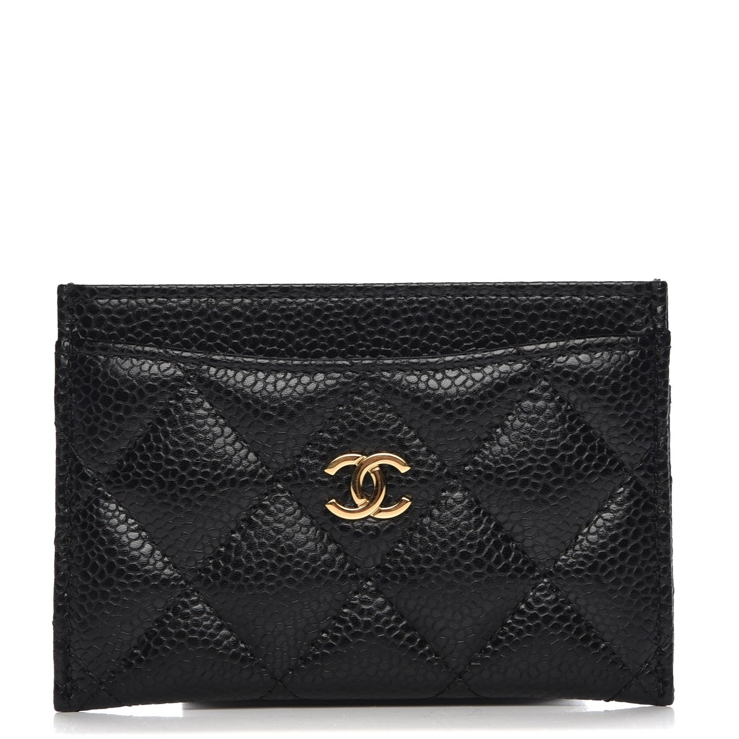 Caviar Quilted Card Holder Black
