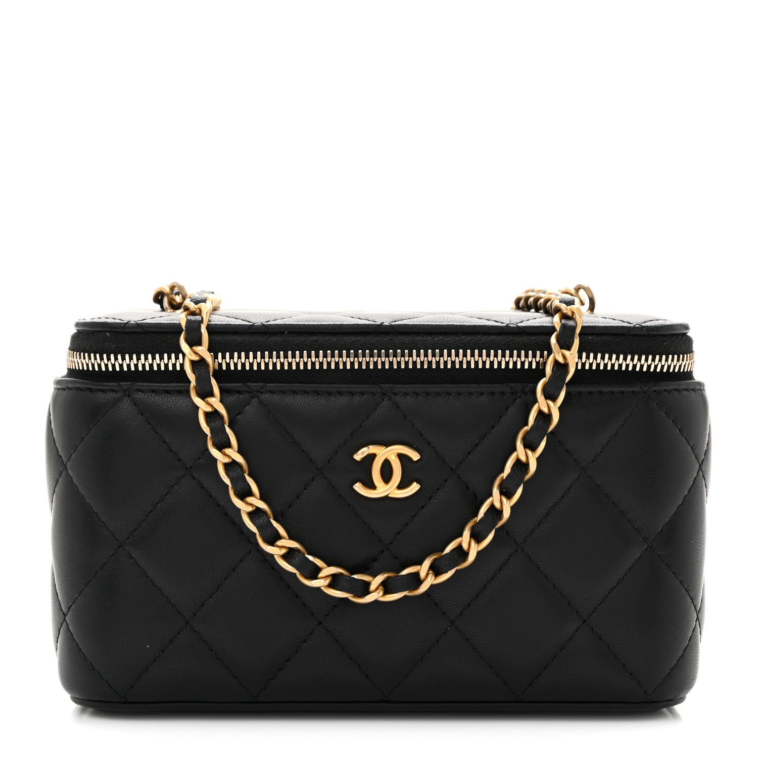 Chanel Lambskin Quilted Pearl Crush Small Vanity Case With Chain Black 1 of 11