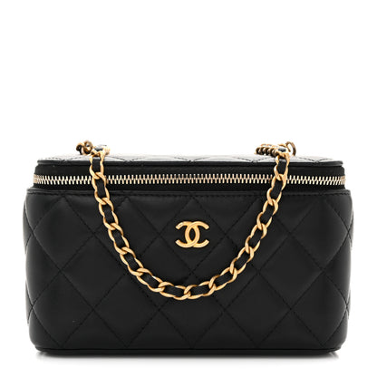 Chanel Lambskin Quilted Pearl Crush Small Vanity Case With Chain Black 1 of 11