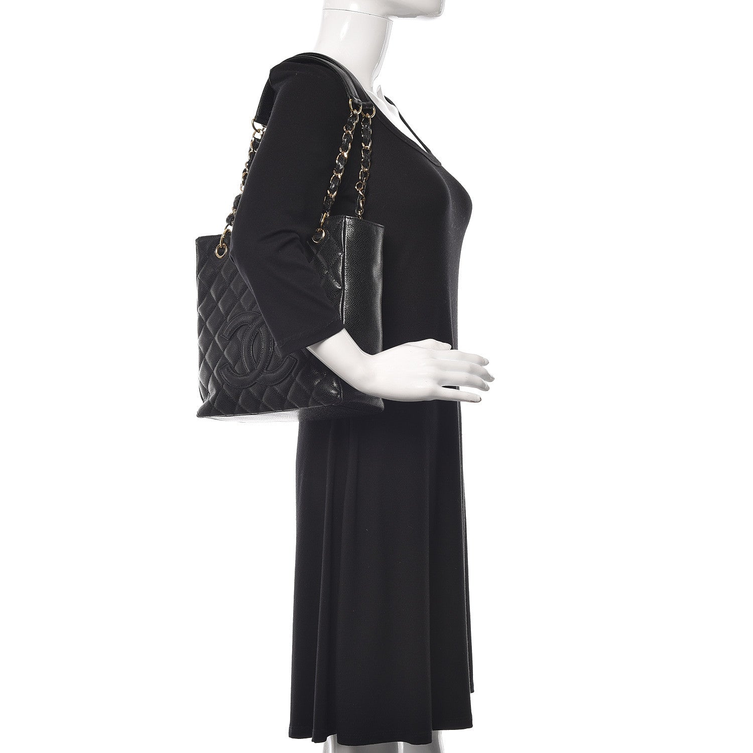 Chanel Caviar Quilted Petit Shopping Tote PST Black 2 of 16