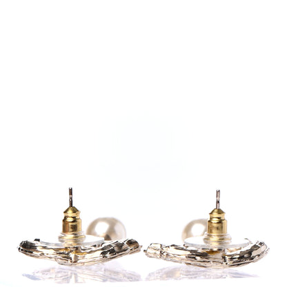 Chanel Crystal Pearl CC Drop Earrings Gold 3 of 4