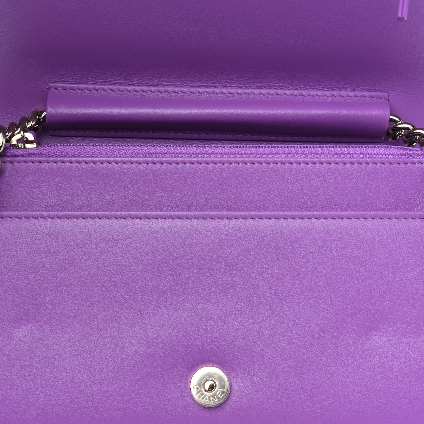 Caviar Quilted Boy Wallet On Chain WOC Purple