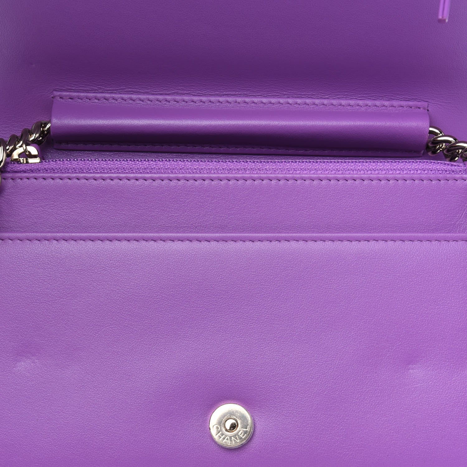 Chanel Caviar Quilted Boy Wallet On Chain WOC Purple 5 of 5