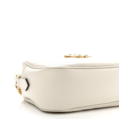 Gucci Calfskin Matelasse Small GG Marmont Chain Shoulder Bag White 9 of 10