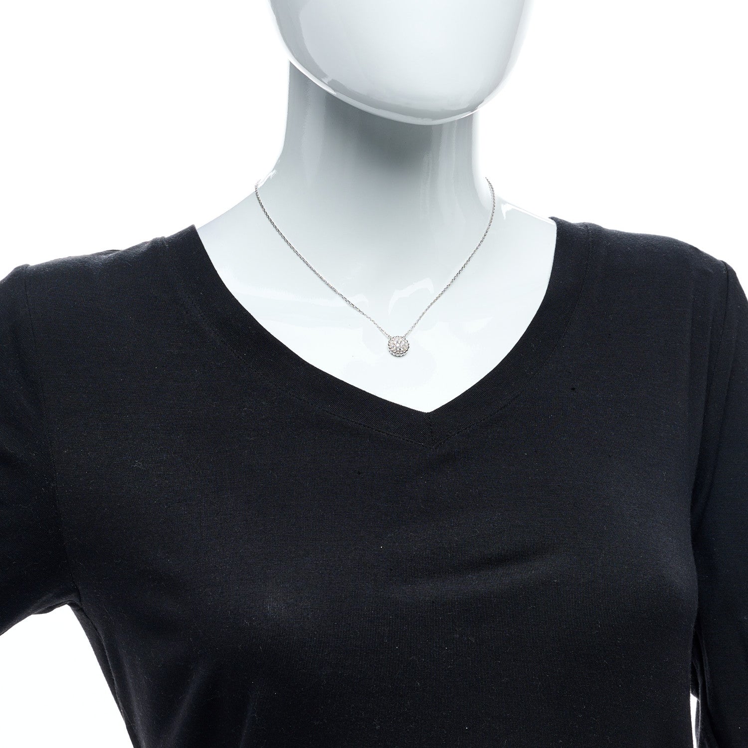 Van Cleef & Arpels 18K White Gold Diamond Perlee Pendant Necklace 3 of 4