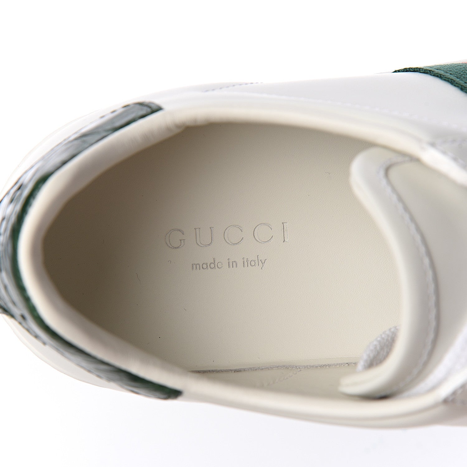 Gucci Calfskin Crocodile Web Womens Ace Sneakers 36 White Green 7 of 9