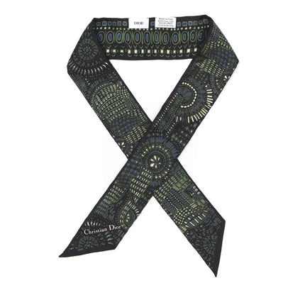 Christian Dior Silk Animals Mitzah Scarf Green 1 of 3