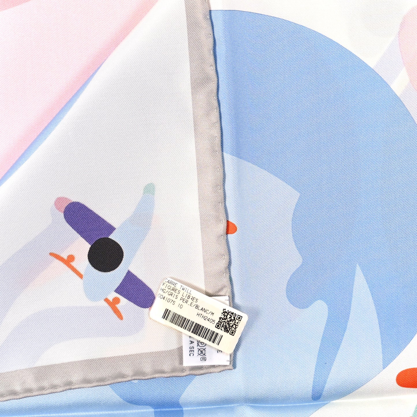 Silk Figures Libres Scarf 90 Gris Perle White