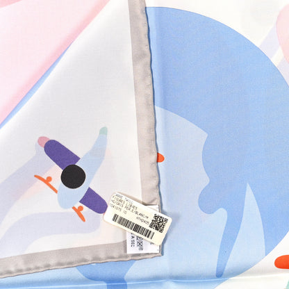 Hermes Silk Figures Libres Scarf 90 Gris Perle White 3 of 3