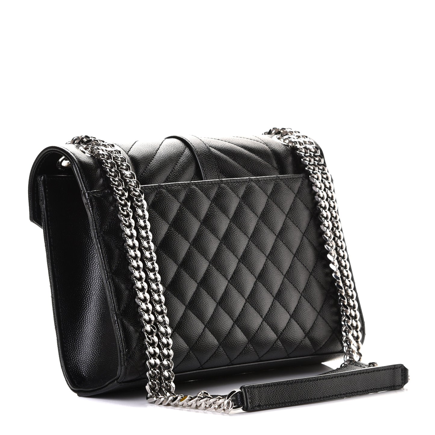 Grain De Poudre Textured Mixed Matelasse Triquilt Medium Monogram Satchel Black