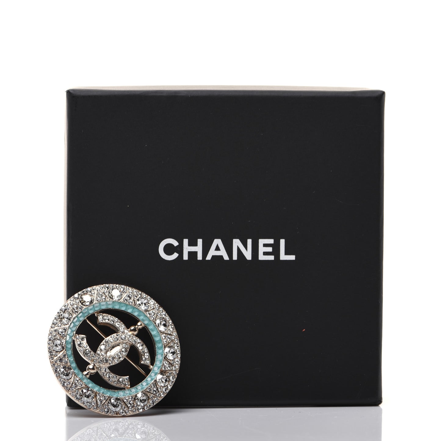 Crystal CC Brooch Blue Gold