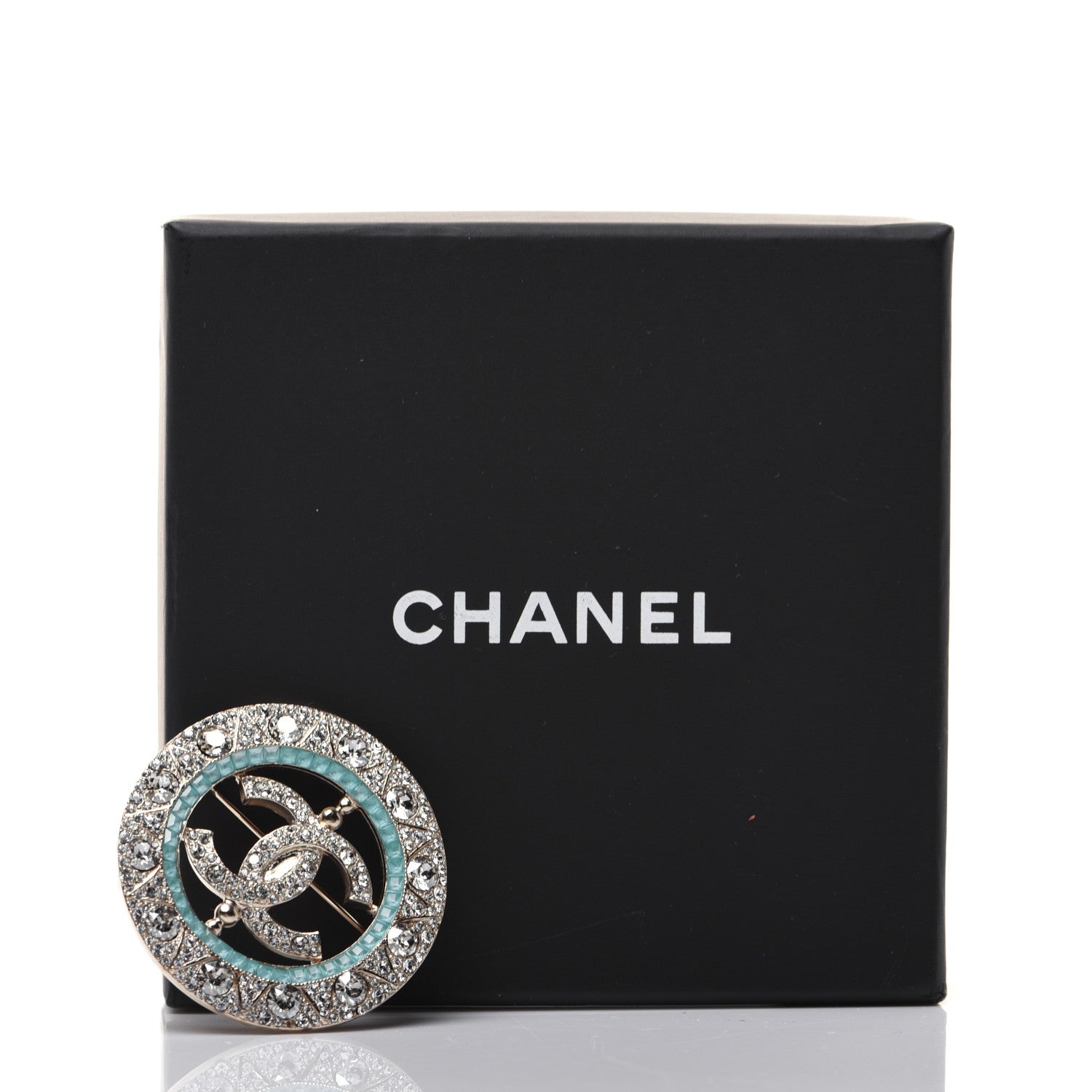 Chanel Crystal CC Brooch Blue Gold 7 of 7