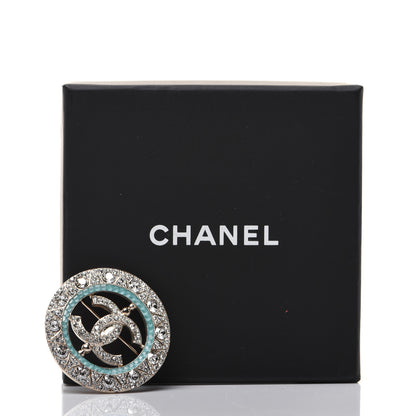 Chanel Crystal CC Brooch Blue Gold 7 of 7