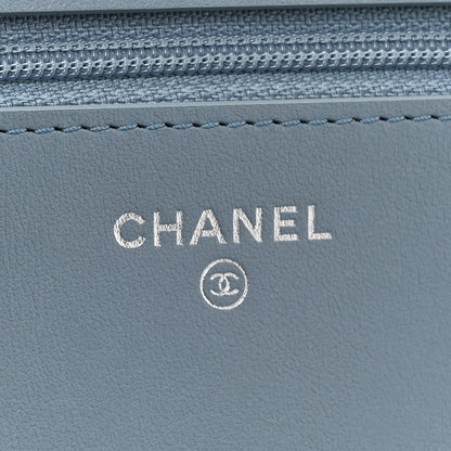 Chanel Faded Patent Calfskin Quilted Wallet on Chain Blue 6 of 17