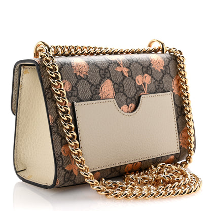 Gucci GG Supreme Monogram Berry Textured Dollar Calfskin Small Padlock Shoulder Bag Beige Ebony Light Copper Mystic White 3 of 11