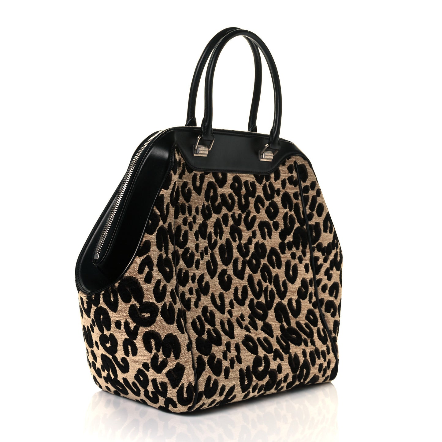 Jacquard Velvet Leopard Print Stephen Sprouse North South Bag Black