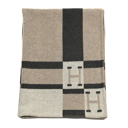 Hermes Wool Cashmere Avalon Bayadere Blanket Natural 1 of 7