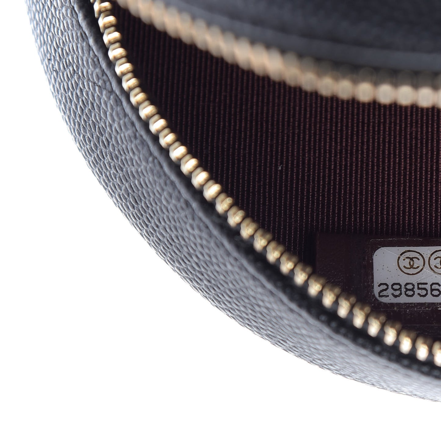 Caviar Quilted Round Clutch With Chain Black